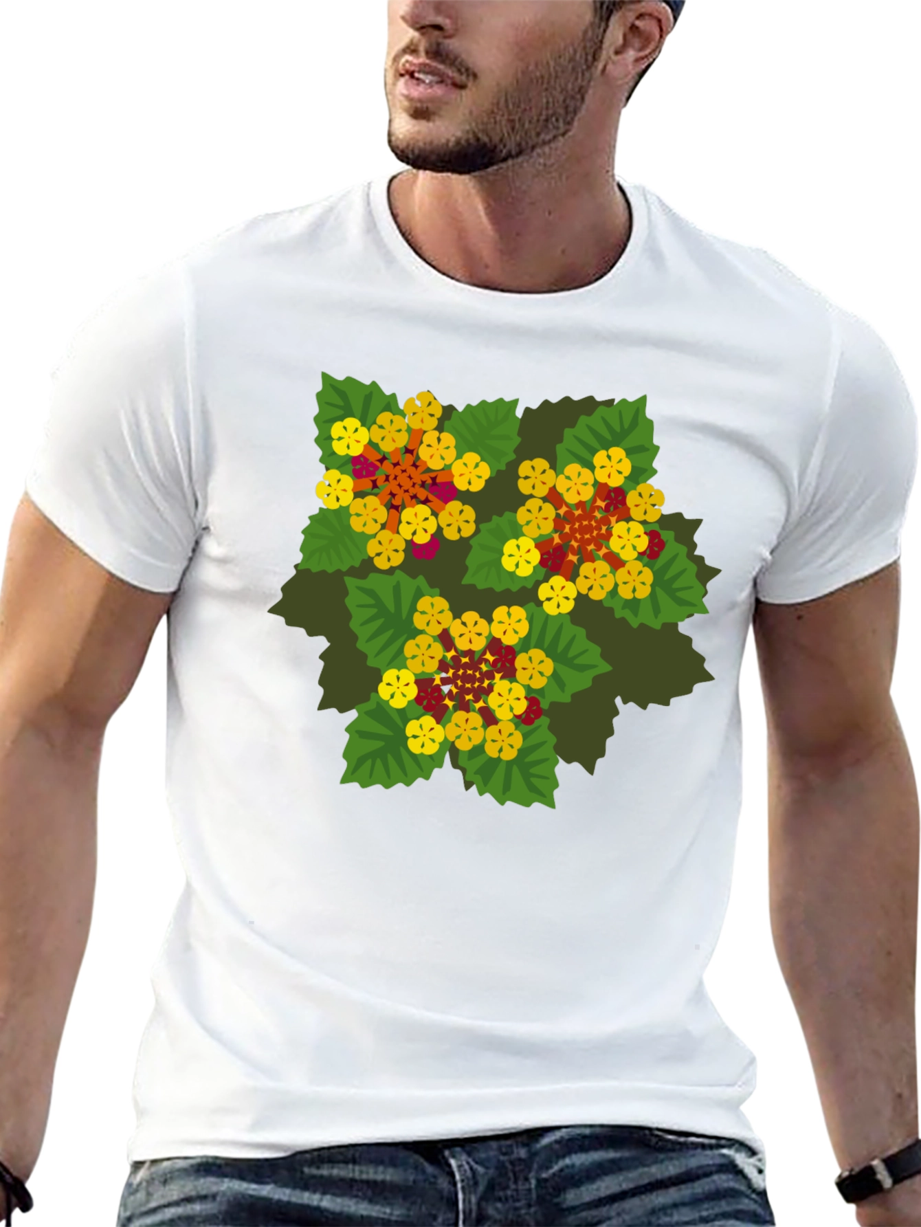 Floral Graphic Print Black T-Shirt