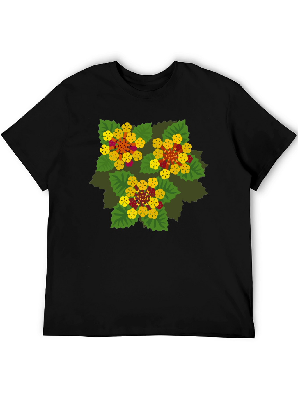 Floral Graphic Print Black T-Shirt