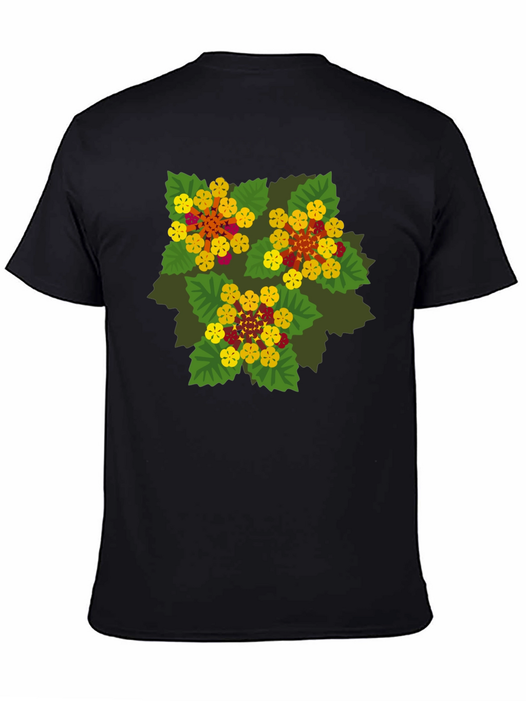 Floral Graphic Print Black T-Shirt