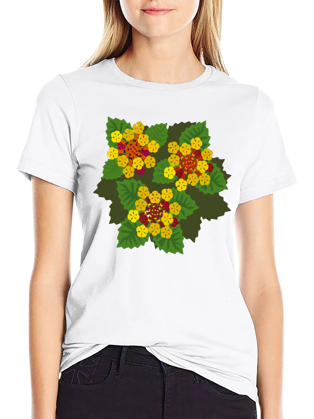 Floral Graphic Print Black T-Shirt