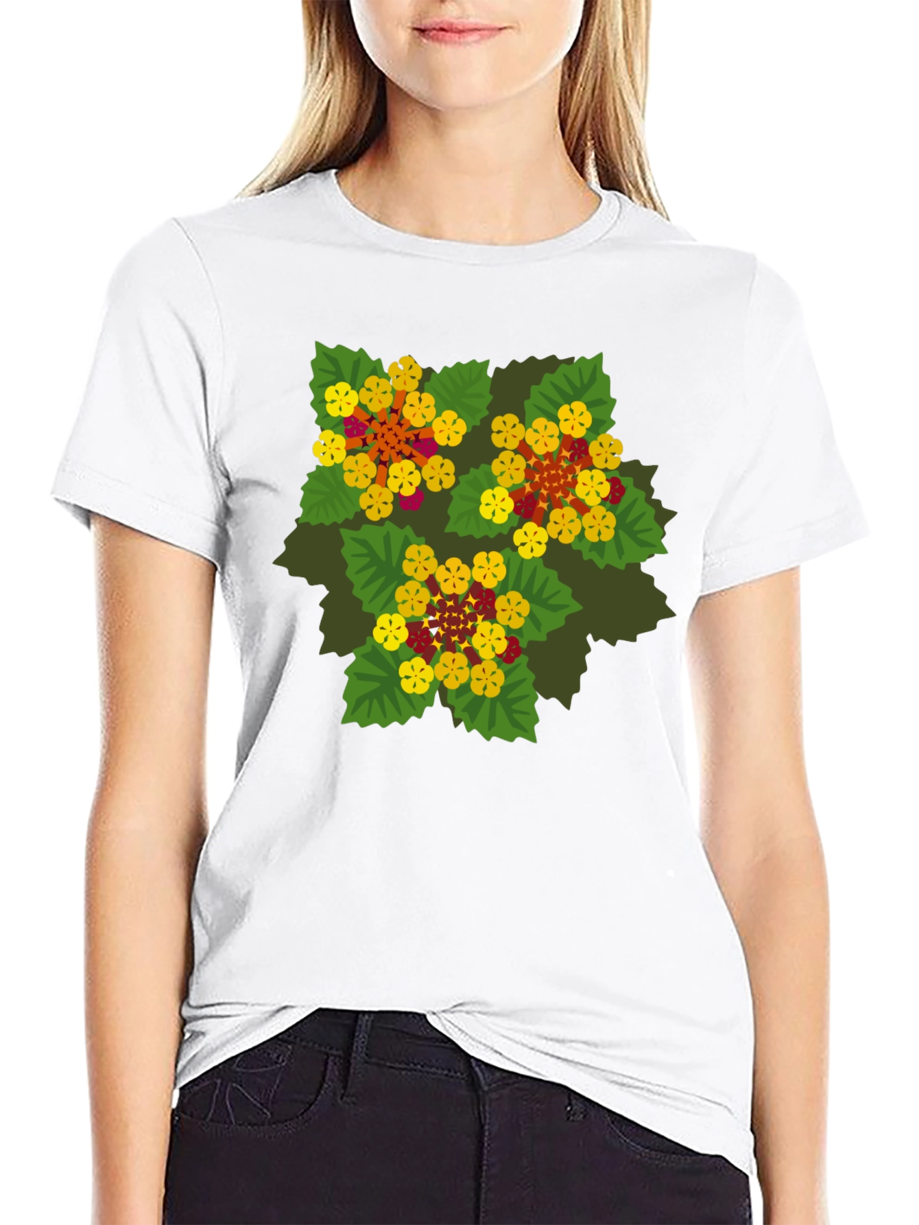 Floral Graphic Print Black T-Shirt