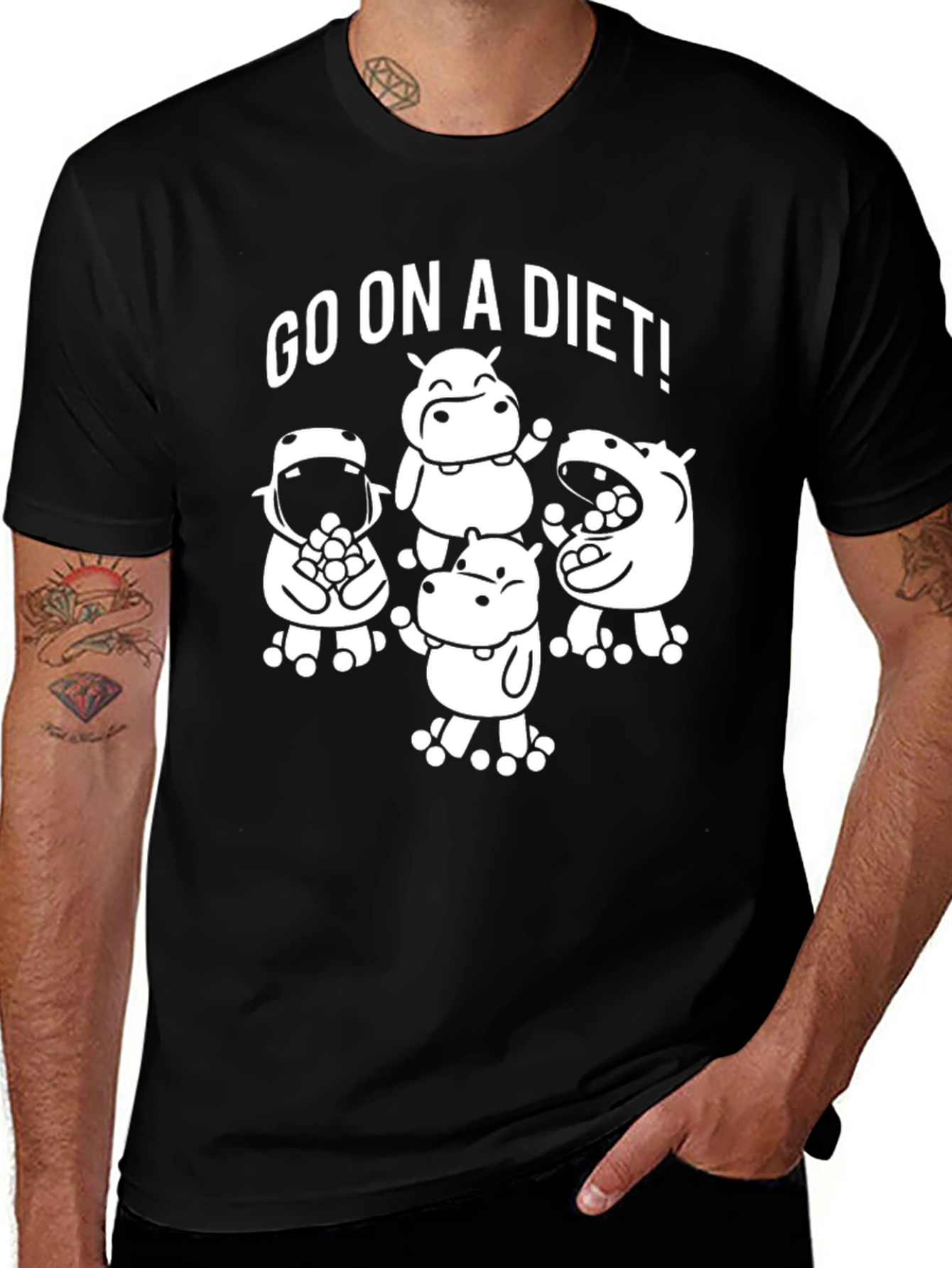 Go on a Diet! Black Graphic T-Shirt