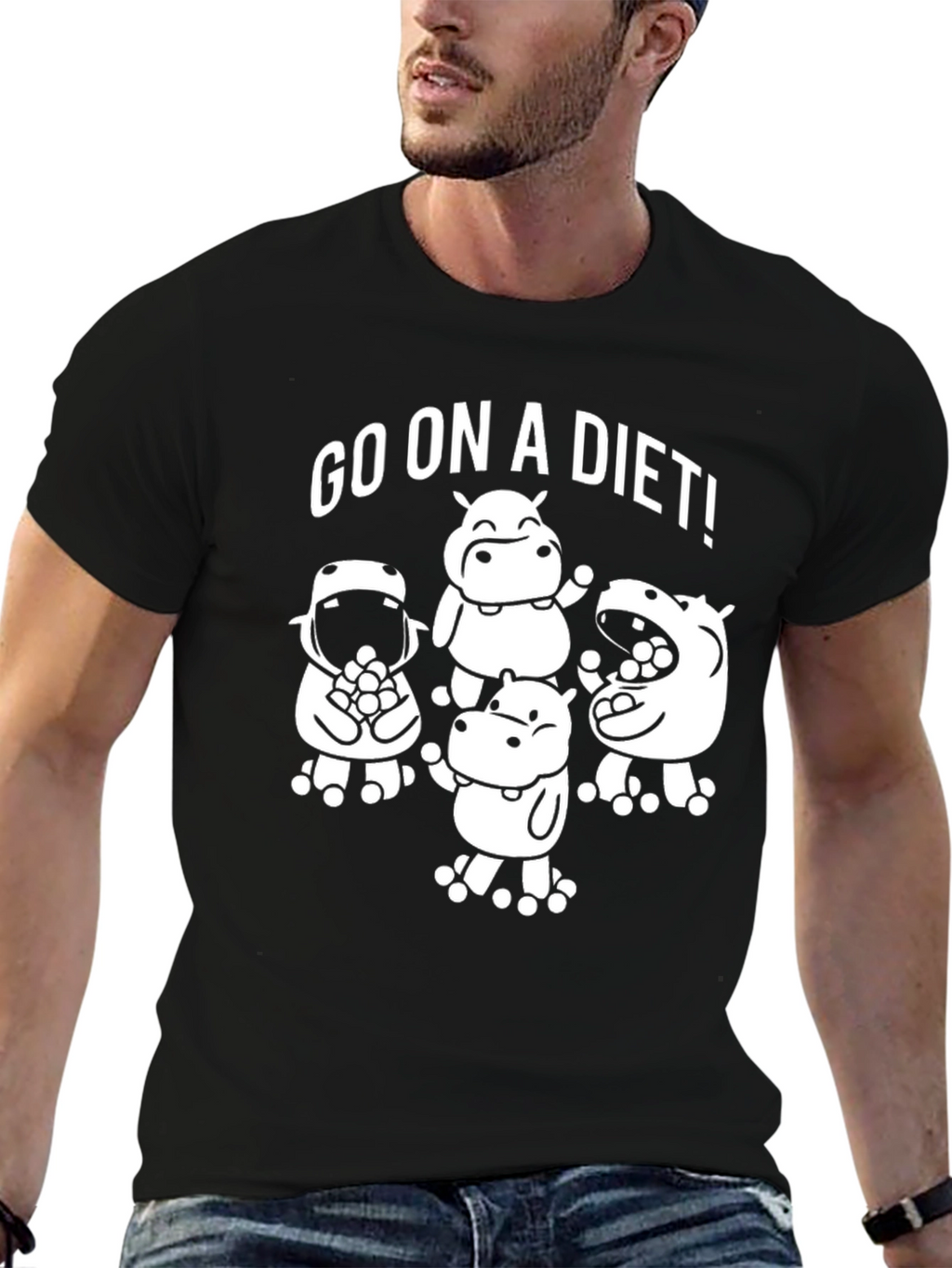 Go on a Diet! Black Graphic T-Shirt