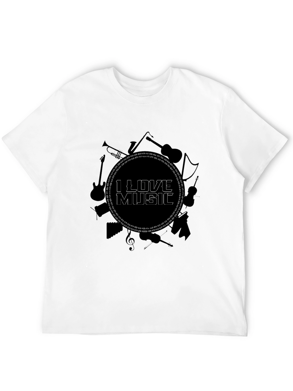 I Love Music Black Graphic Tee