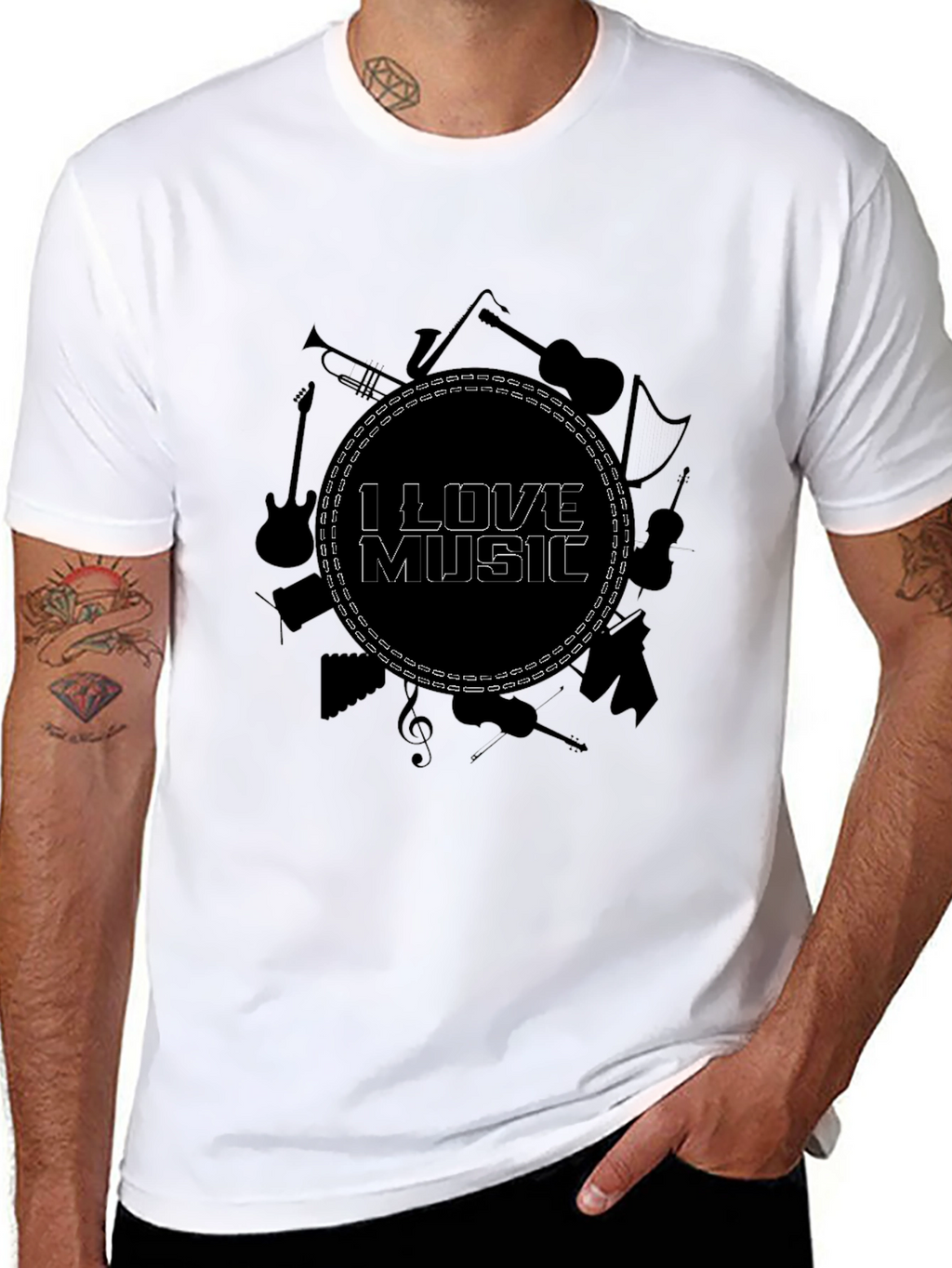 I Love Music Black Graphic Tee
