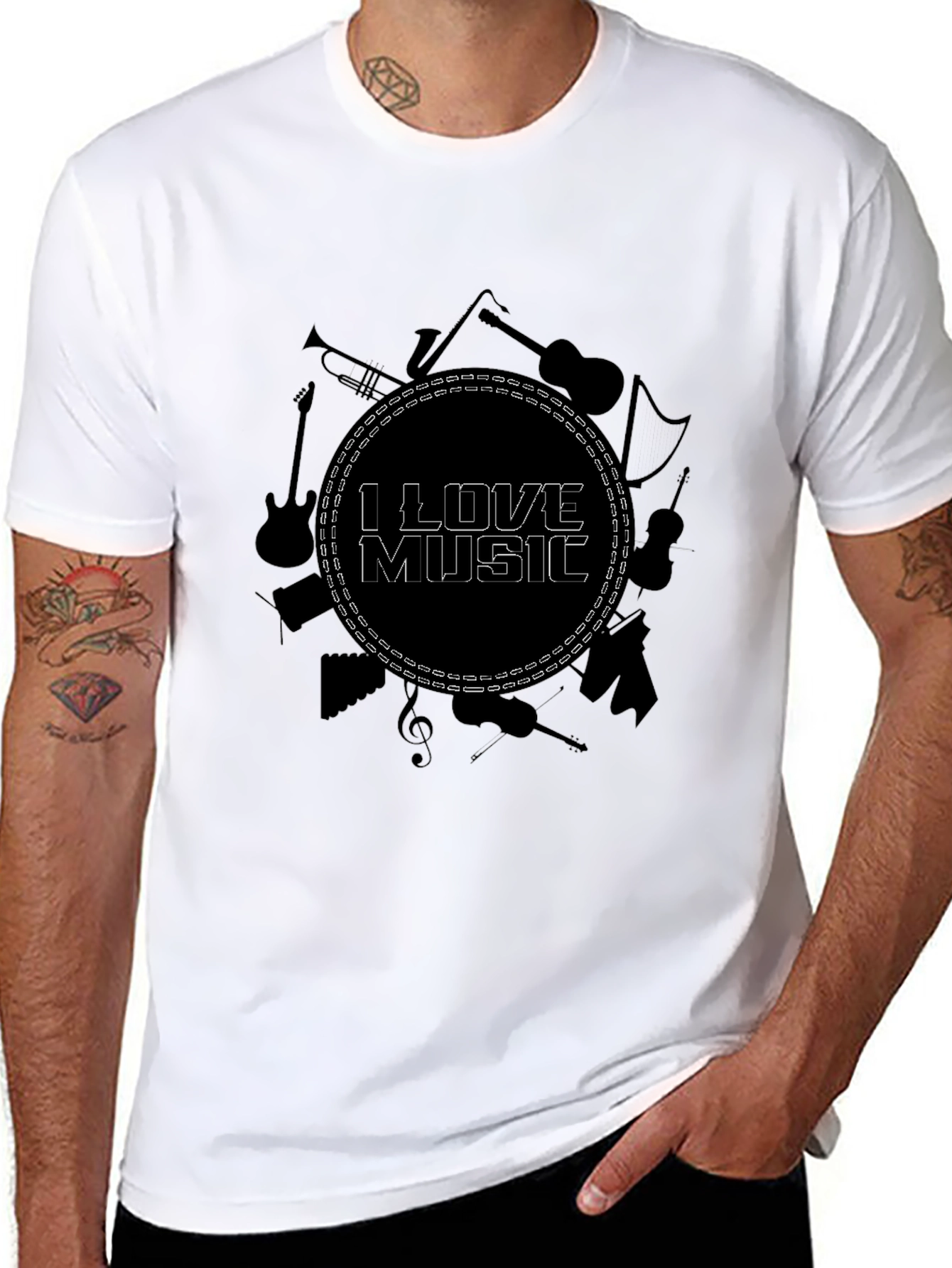 I Love Music Black Graphic Tee
