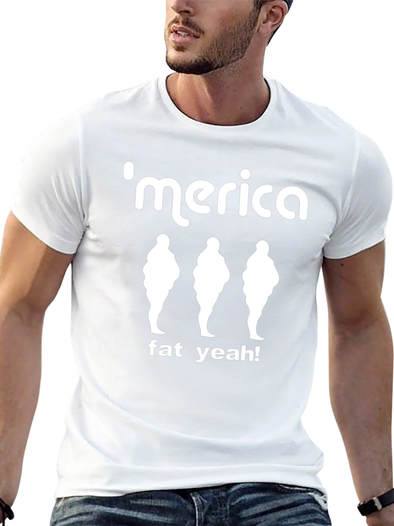 Merica Fat Yeah! Graphic Tee - Black Cotton T-Shirt