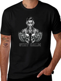 Stay Calm Tattoo Skull Graphic Black T-Shirt