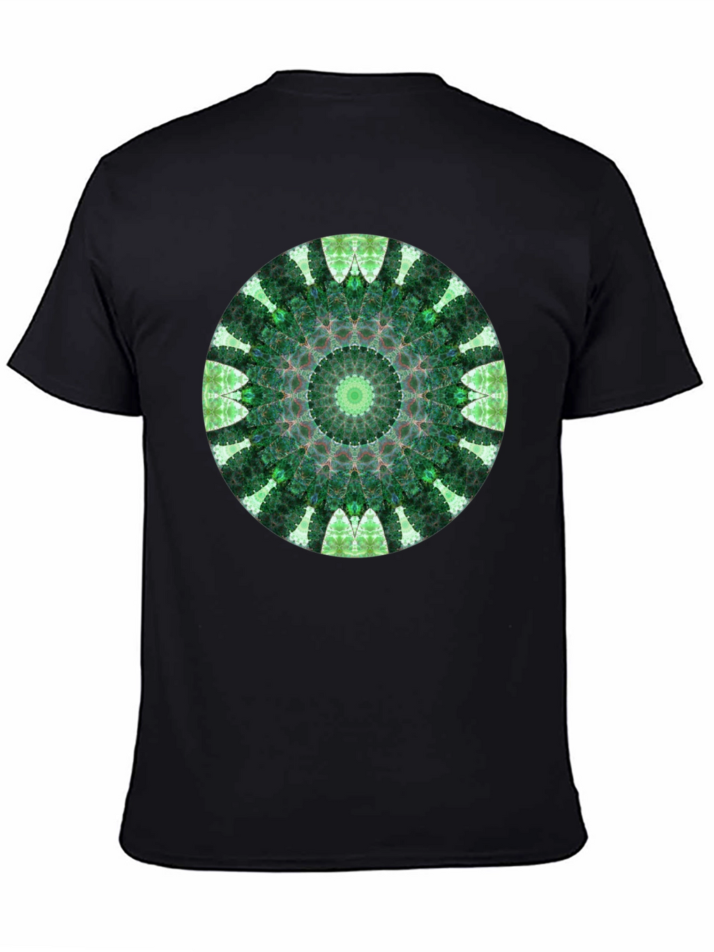 Green Mandala Graphic Black T-Shirt