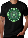 Green Mandala Graphic Black T-Shirt