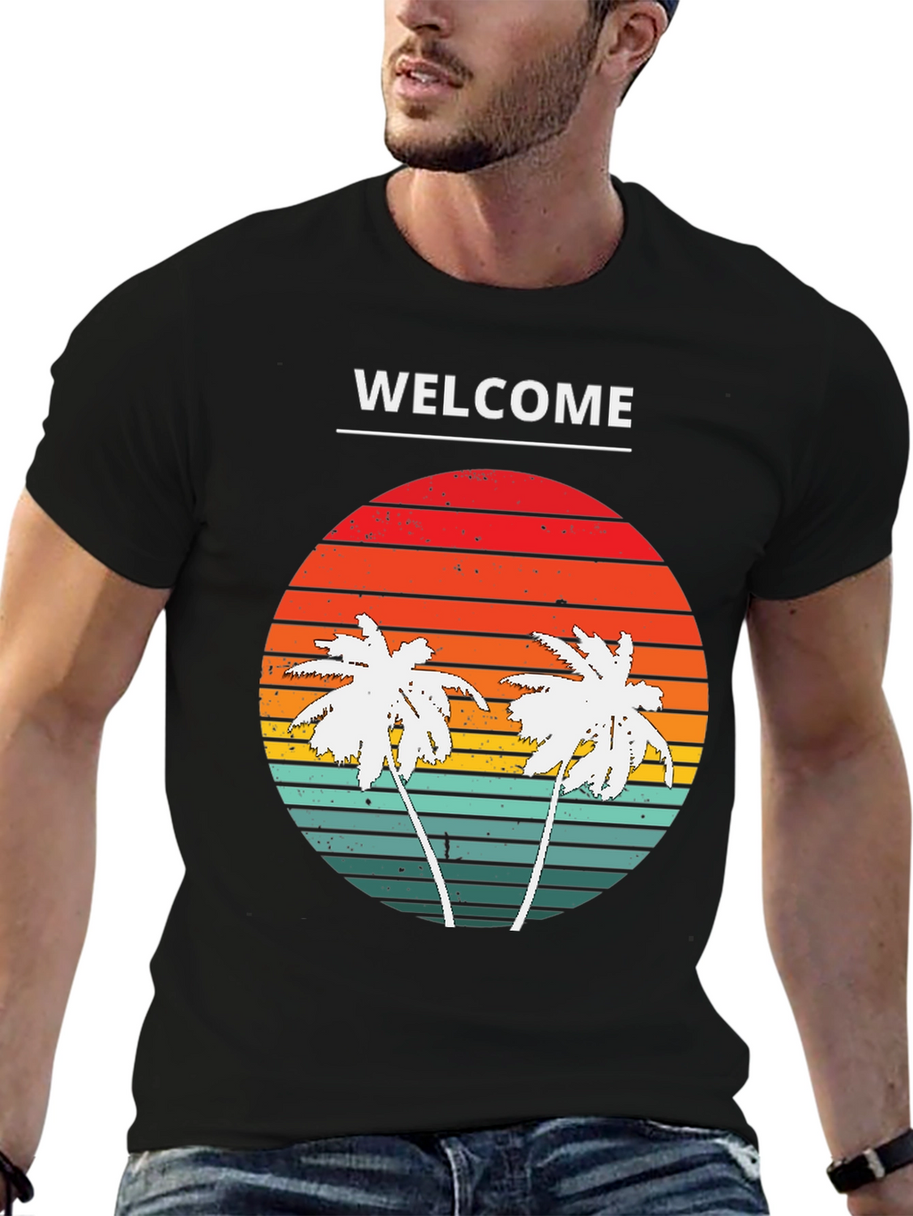 Welcome Palm Tree Sunset Graphic Tee