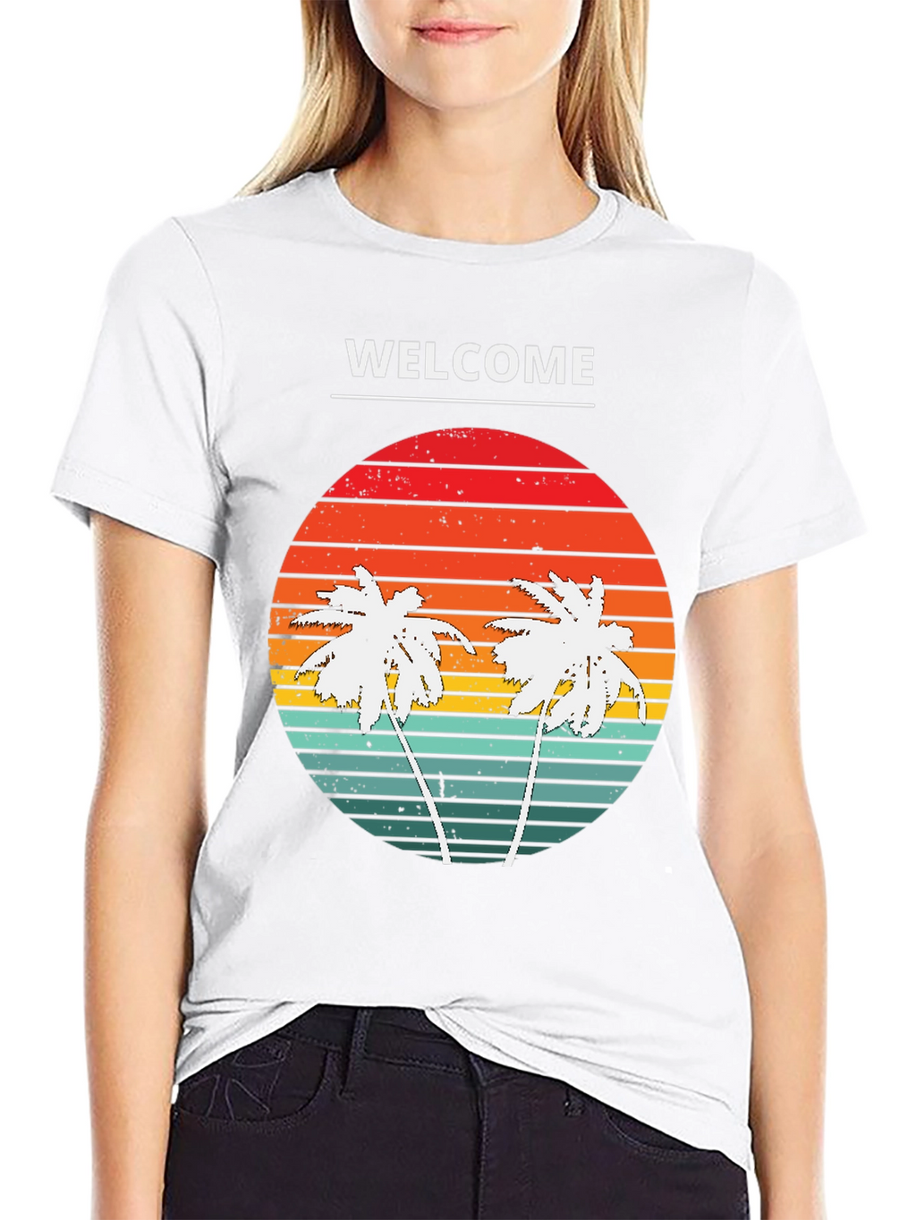 Welcome Palm Tree Sunset Graphic Tee