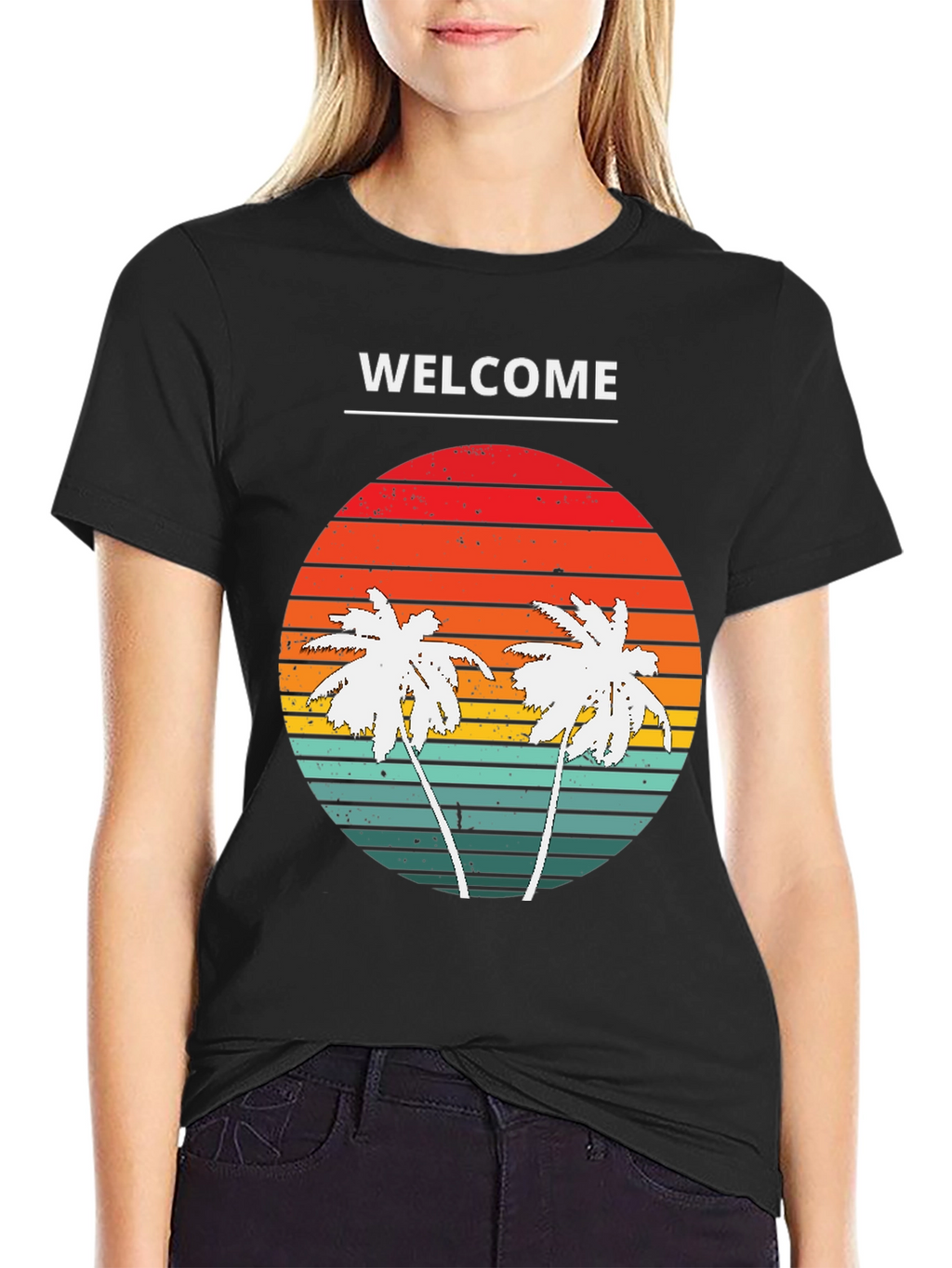 Welcome Palm Tree Sunset Graphic Tee