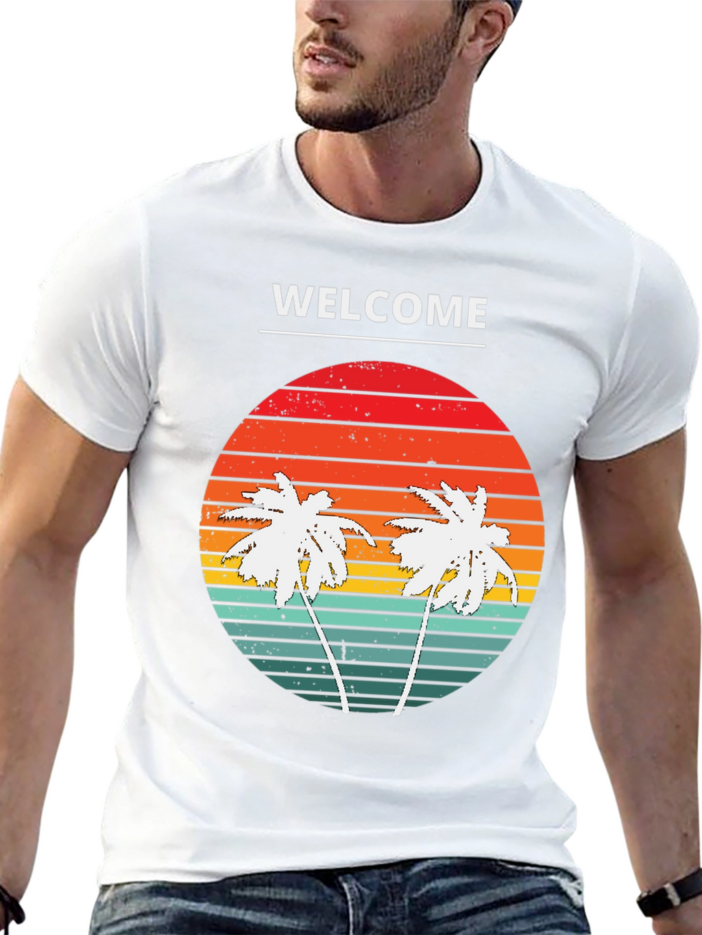 Welcome Palm Tree Sunset Graphic Tee