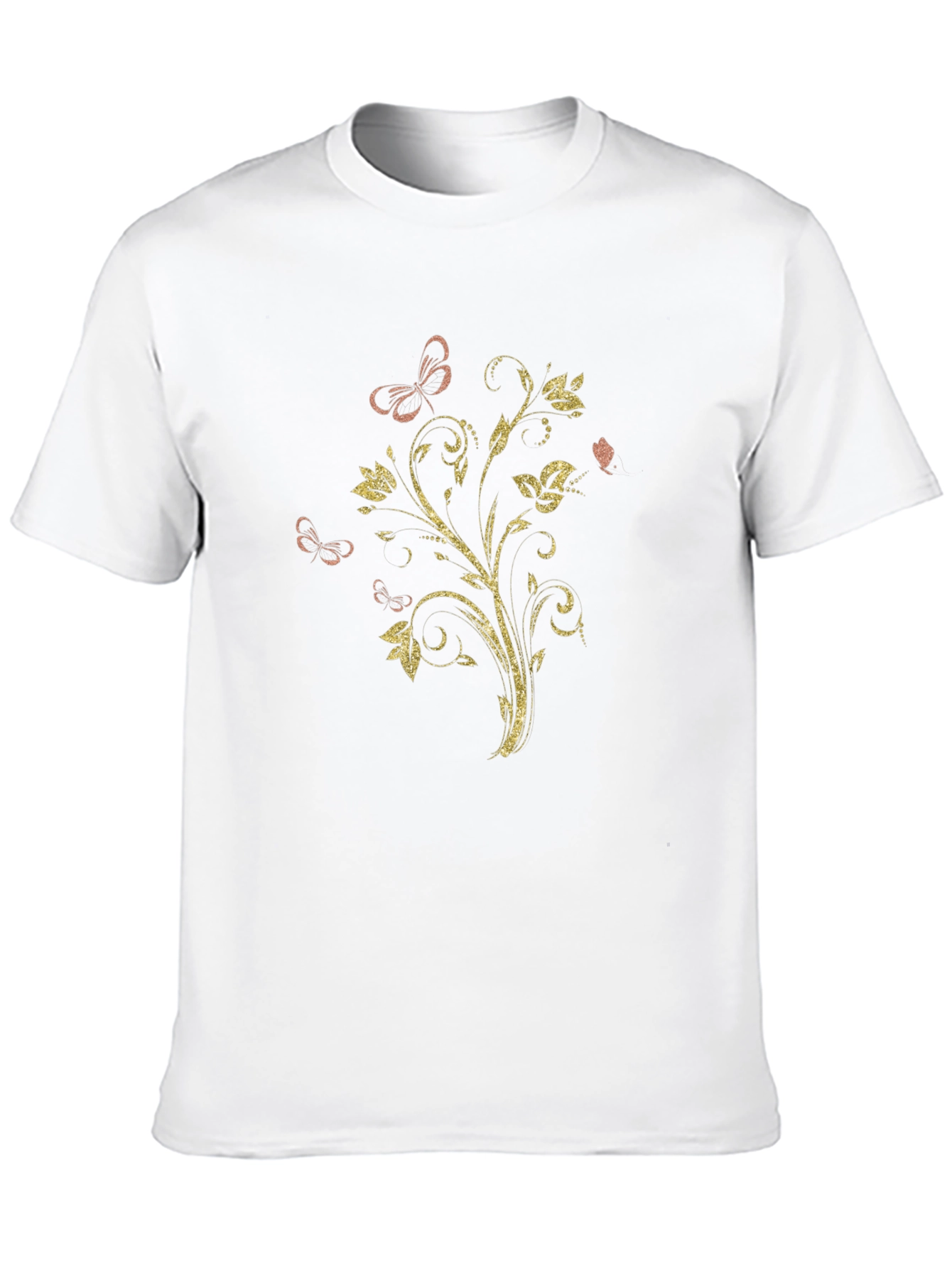 Floral Butterfly Graphic Black T-Shirt