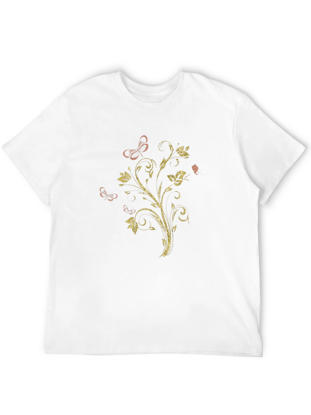 Floral Butterfly Graphic Black T-Shirt