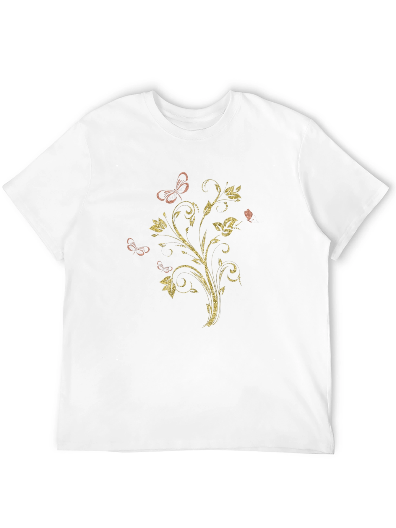 Floral Butterfly Graphic Black T-Shirt