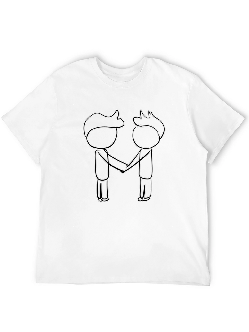 Black T-Shirt with Stick Figure Handshake Design