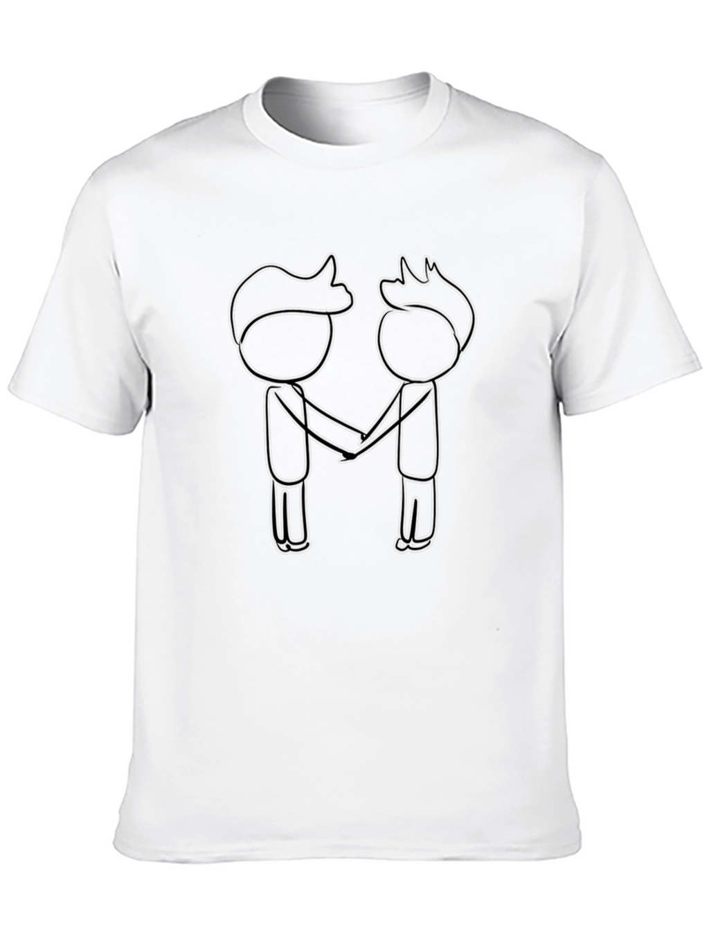 Black T-Shirt with Stick Figure Handshake Design