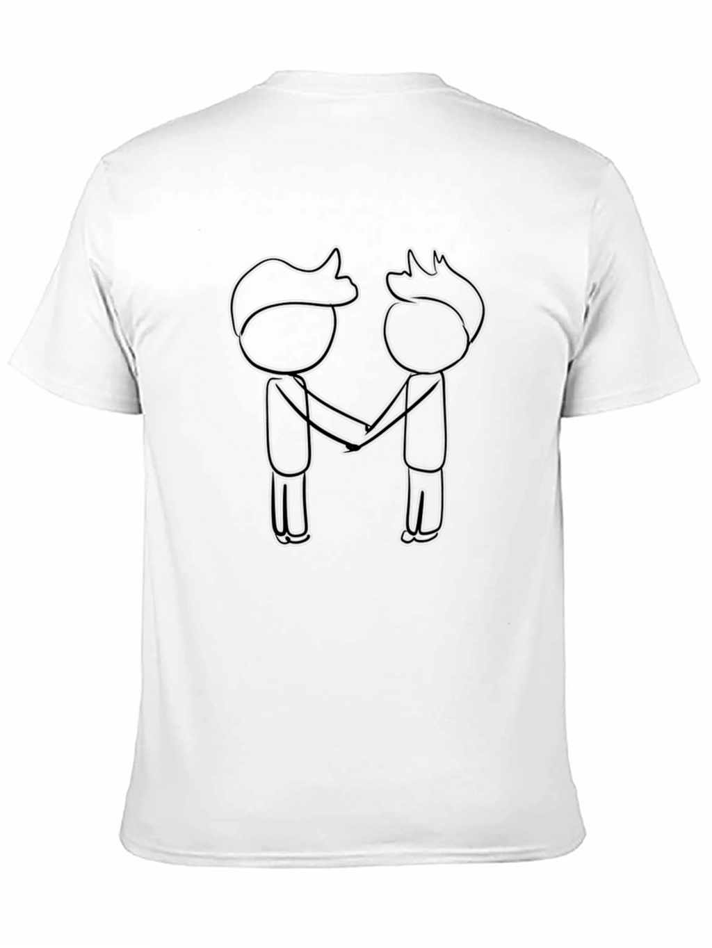 Black T-Shirt with Stick Figure Handshake Design