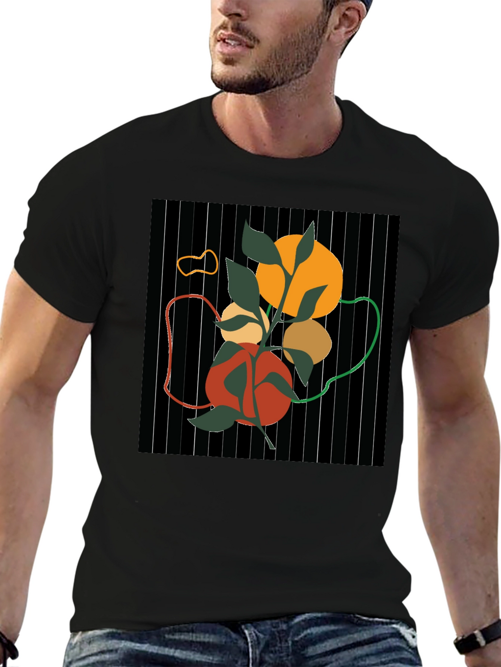 Abstract Nature Graphic Black T-Shirt