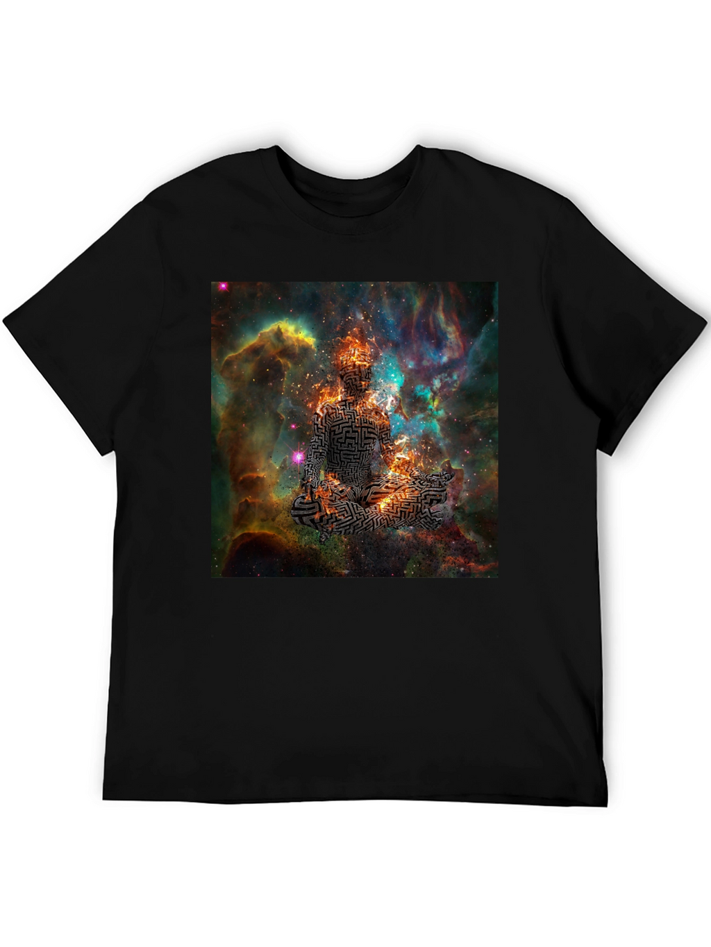 Cosmic Maze Meditation Black T-Shirt