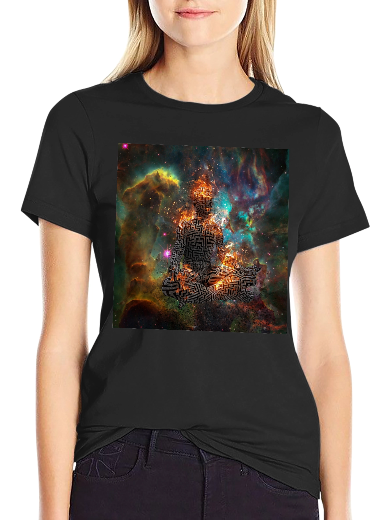Cosmic Maze Meditation Black T-Shirt
