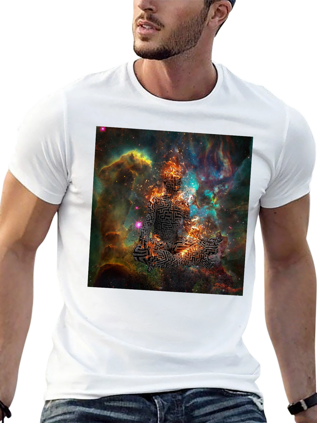 Cosmic Maze Meditation Black T-Shirt