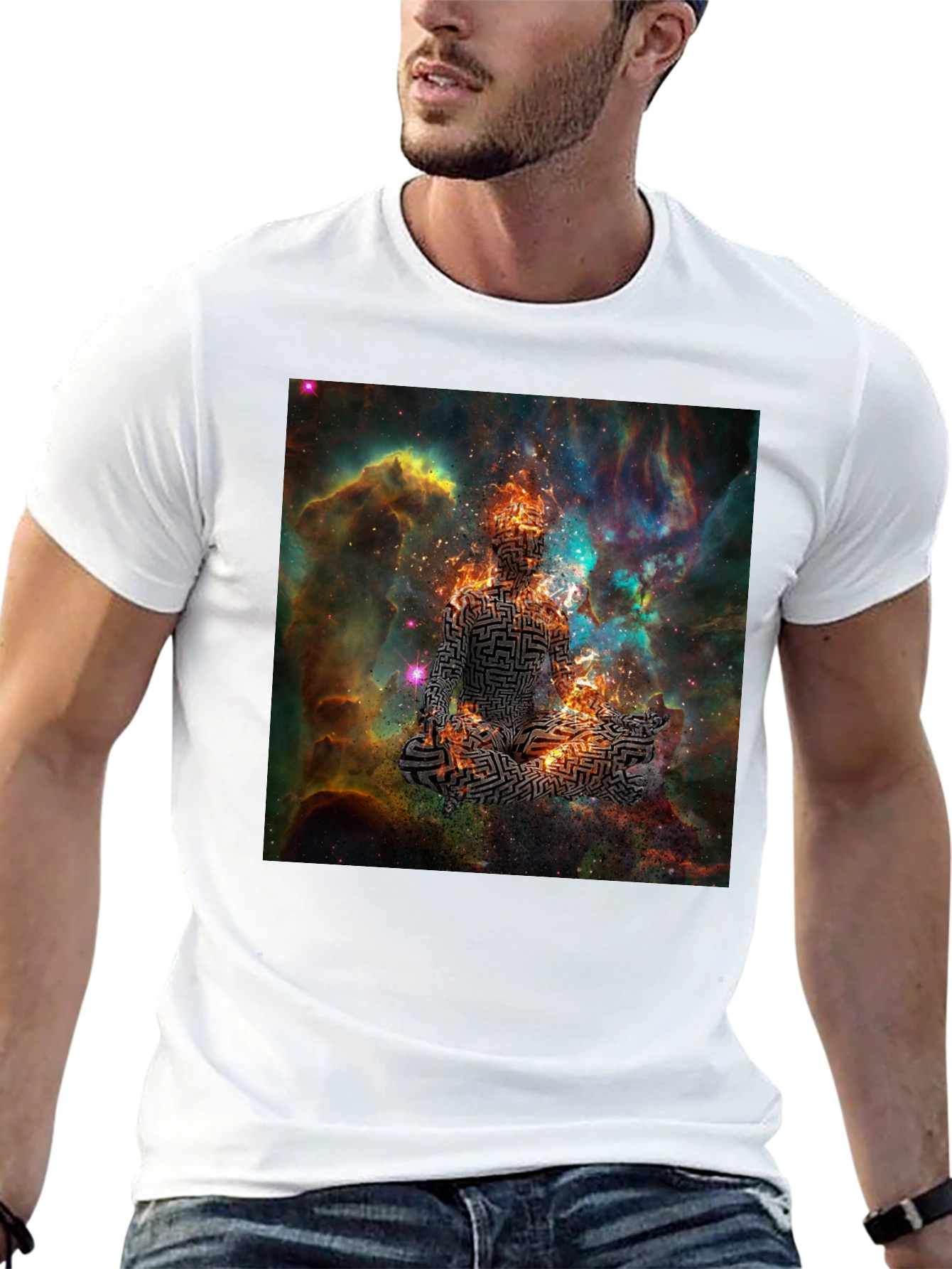 Cosmic Maze Meditation Black T-Shirt