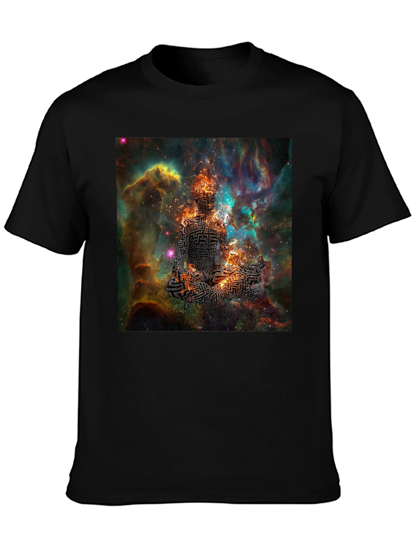 Cosmic Maze Meditation Black T-Shirt