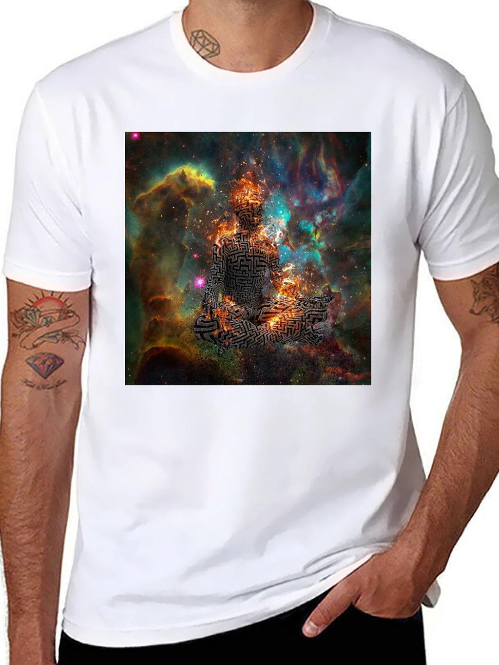 Cosmic Maze Meditation Black T-Shirt