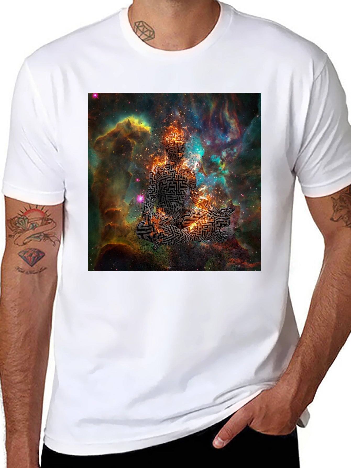 Cosmic Maze Meditation Black T-Shirt