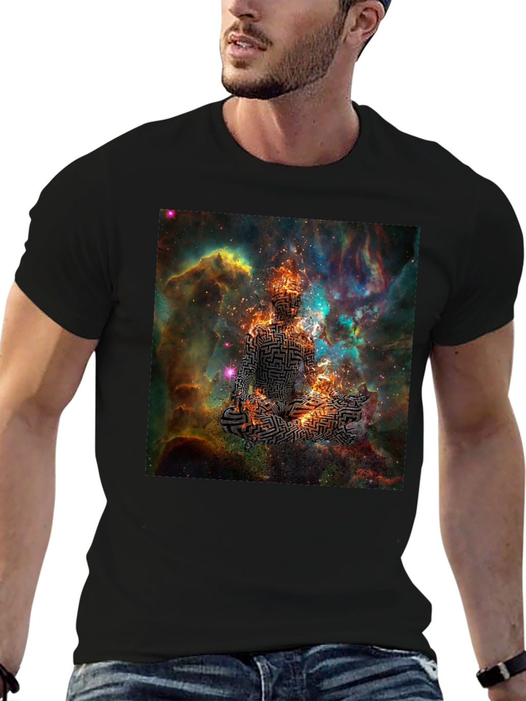 Cosmic Maze Meditation Black T-Shirt