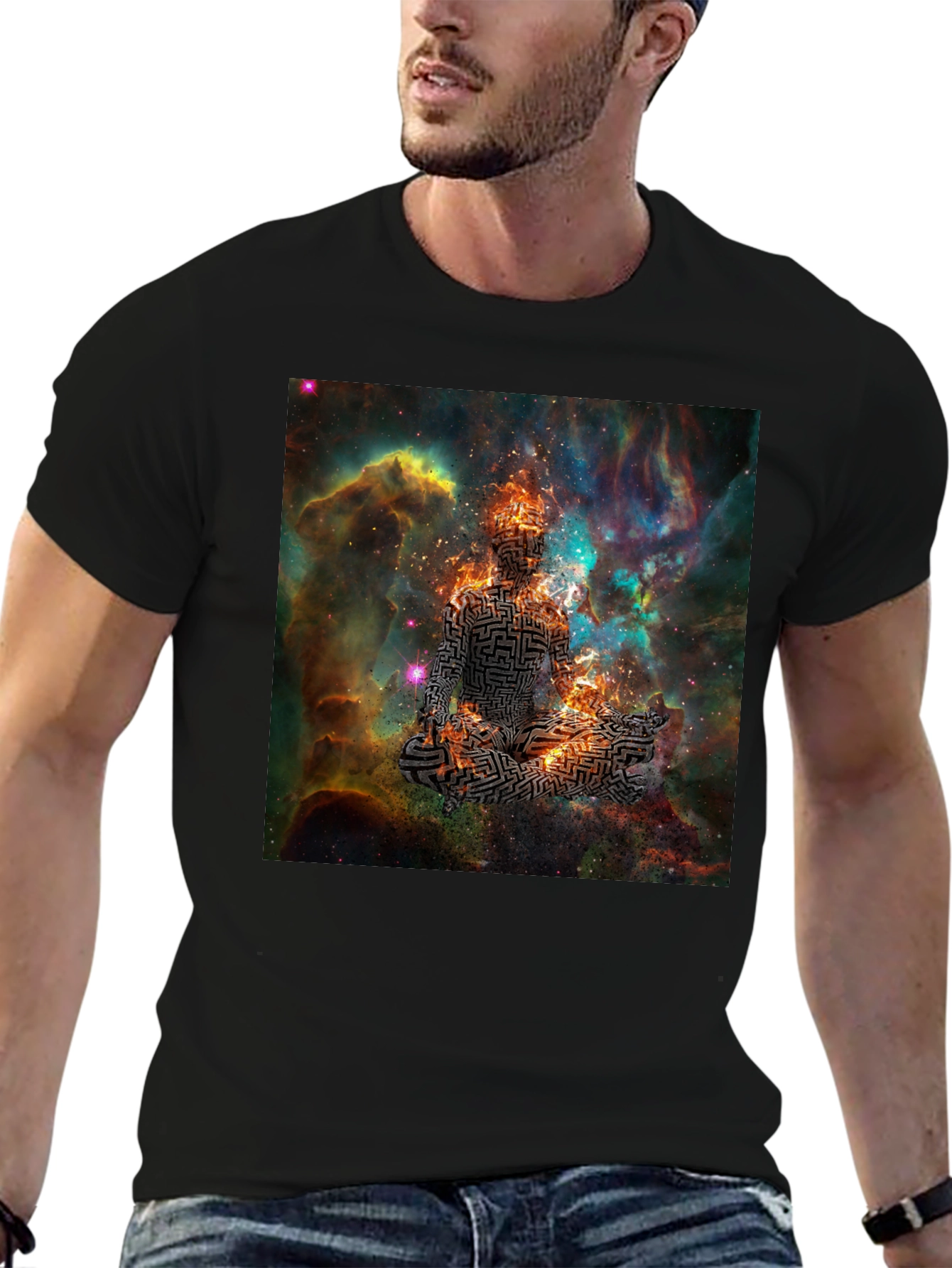 Cosmic Maze Meditation Black T-Shirt