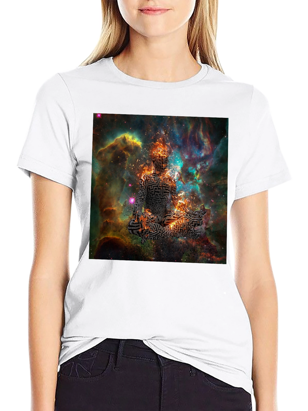 Cosmic Maze Meditation Black T-Shirt