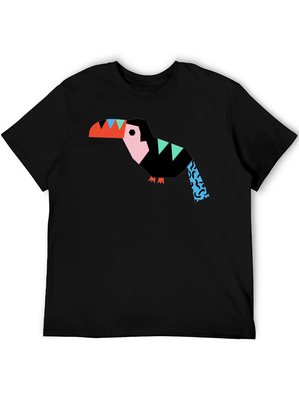 Geometric Toucan Graphic Black T-Shirt