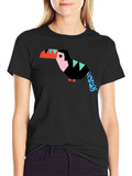 Geometric Toucan Graphic Black T-Shirt