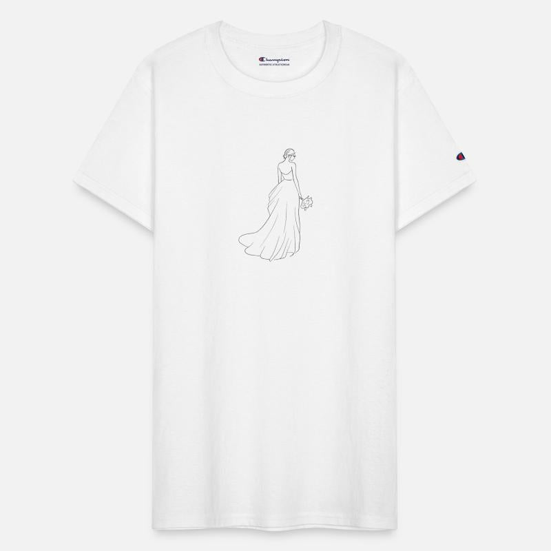 wedding line drawing bride back