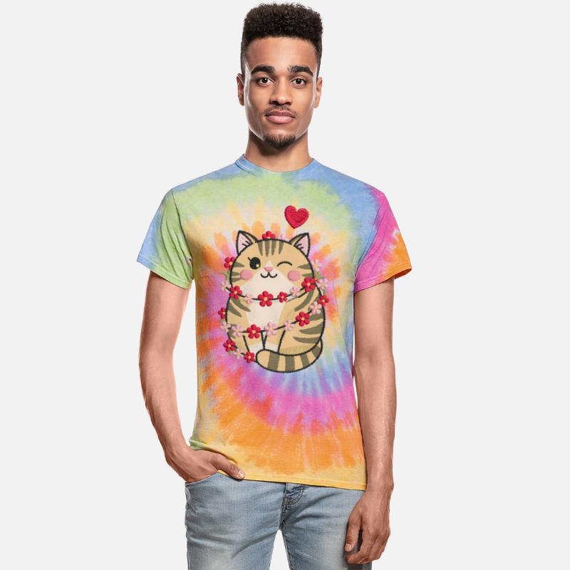 Winking Cat Floral Heart Cute Valentine's Day