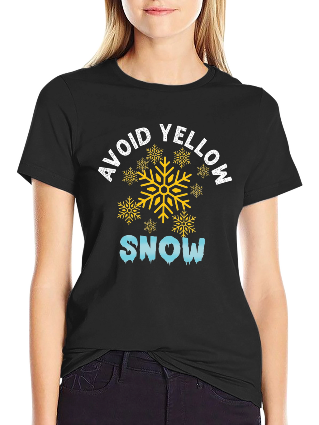 Avoid Yellow Snow Black Graphic Tee