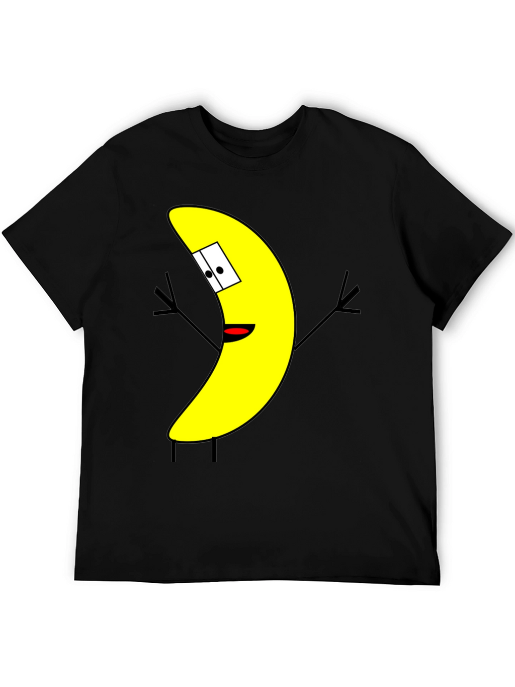 Banana Cartoon Character Black T-Shirt