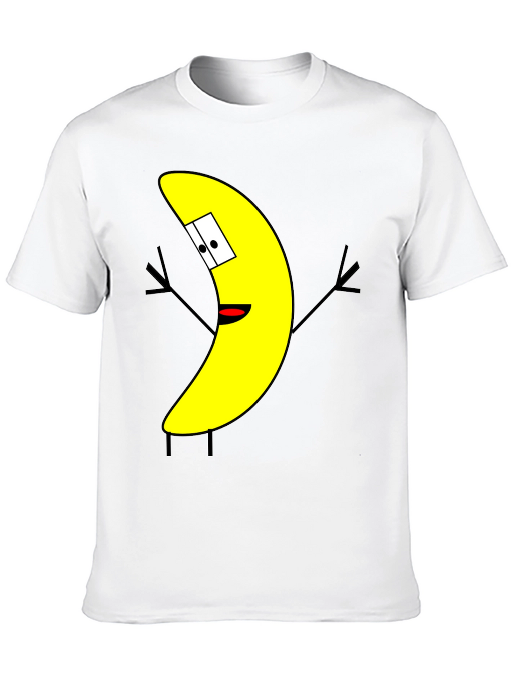 Banana Cartoon Character Black T-Shirt