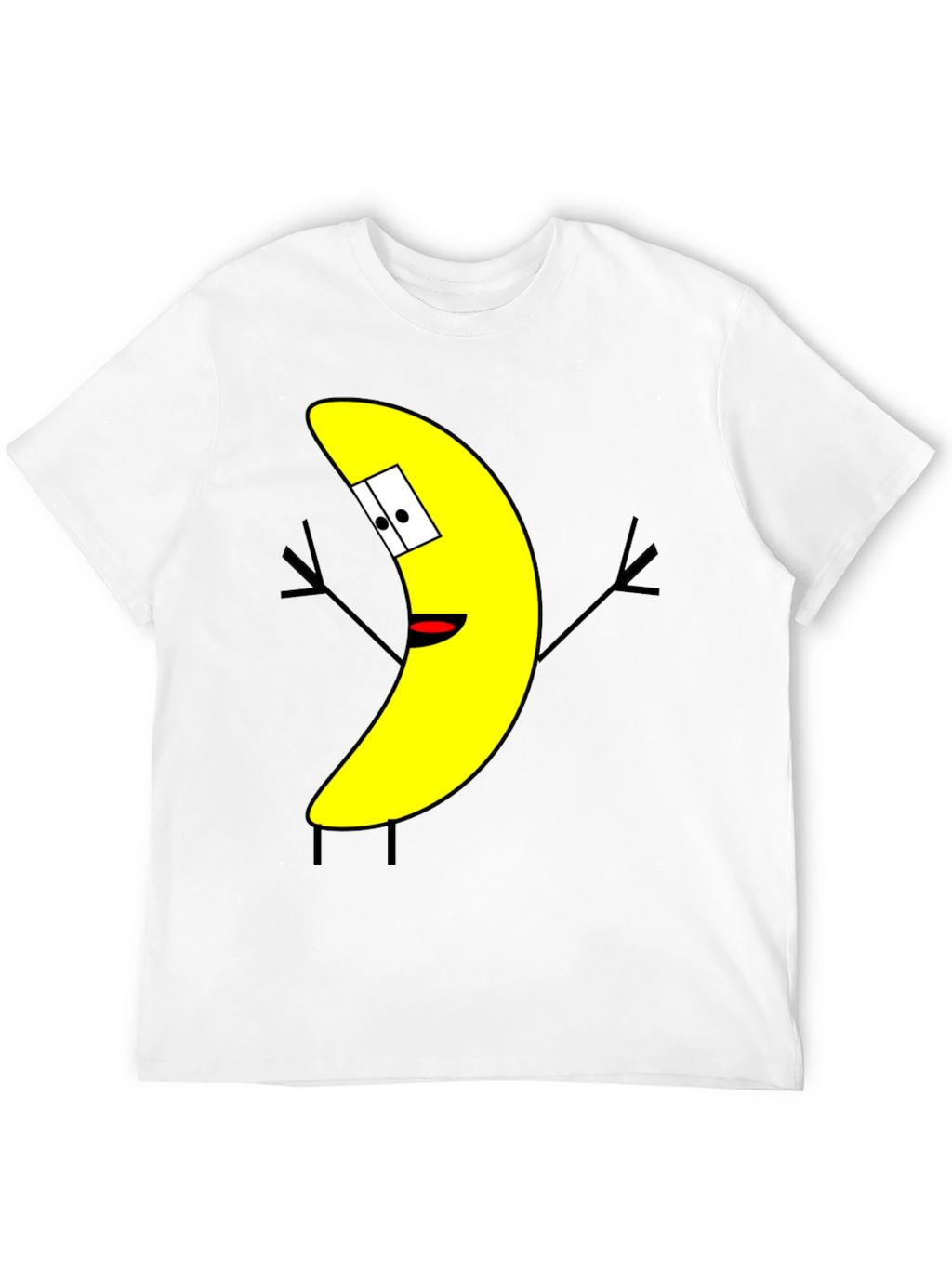 Banana Cartoon Character Black T-Shirt