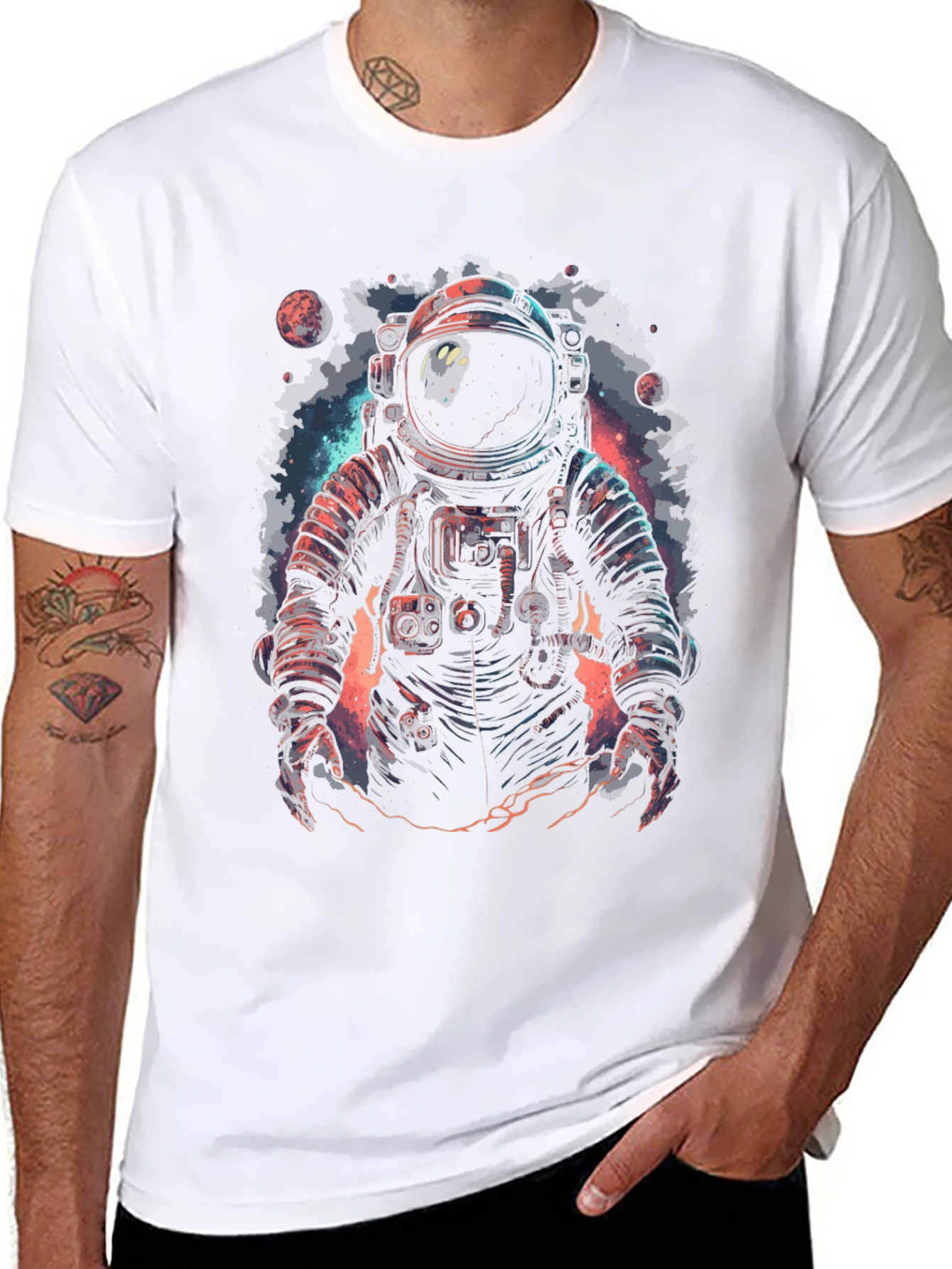 Astronaut Graphic Print Black T-Shirt