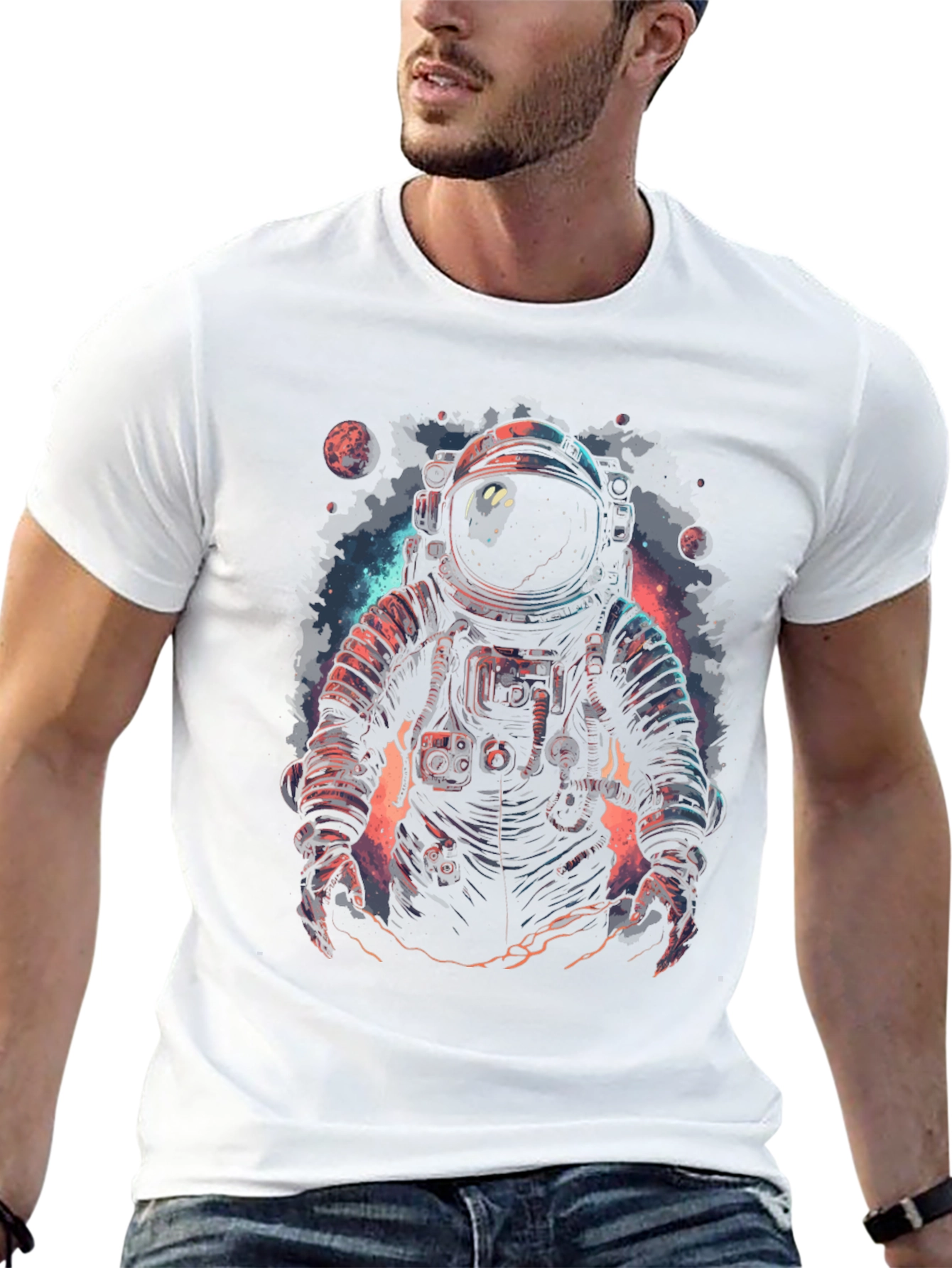 Astronaut Graphic Print Black T-Shirt