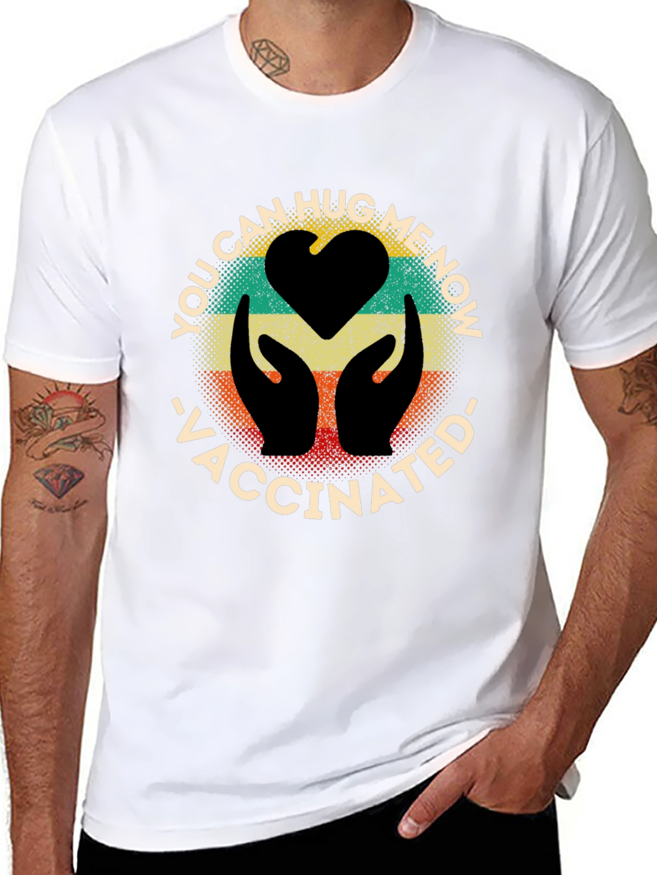 Vaccinated Hug Me Now Graphic Tee