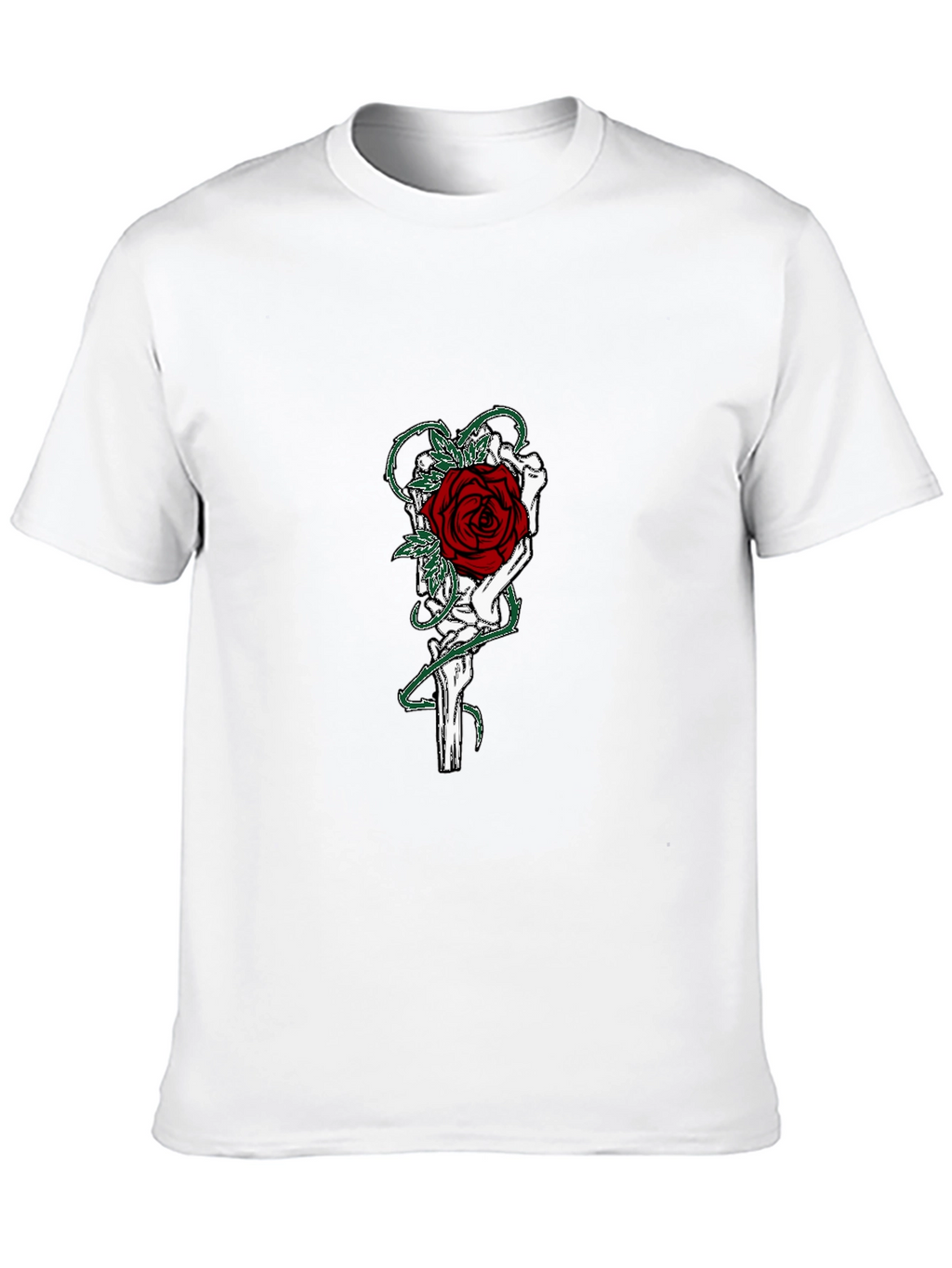 Gothic Rose Skeleton Hand Graphic T-Shirt