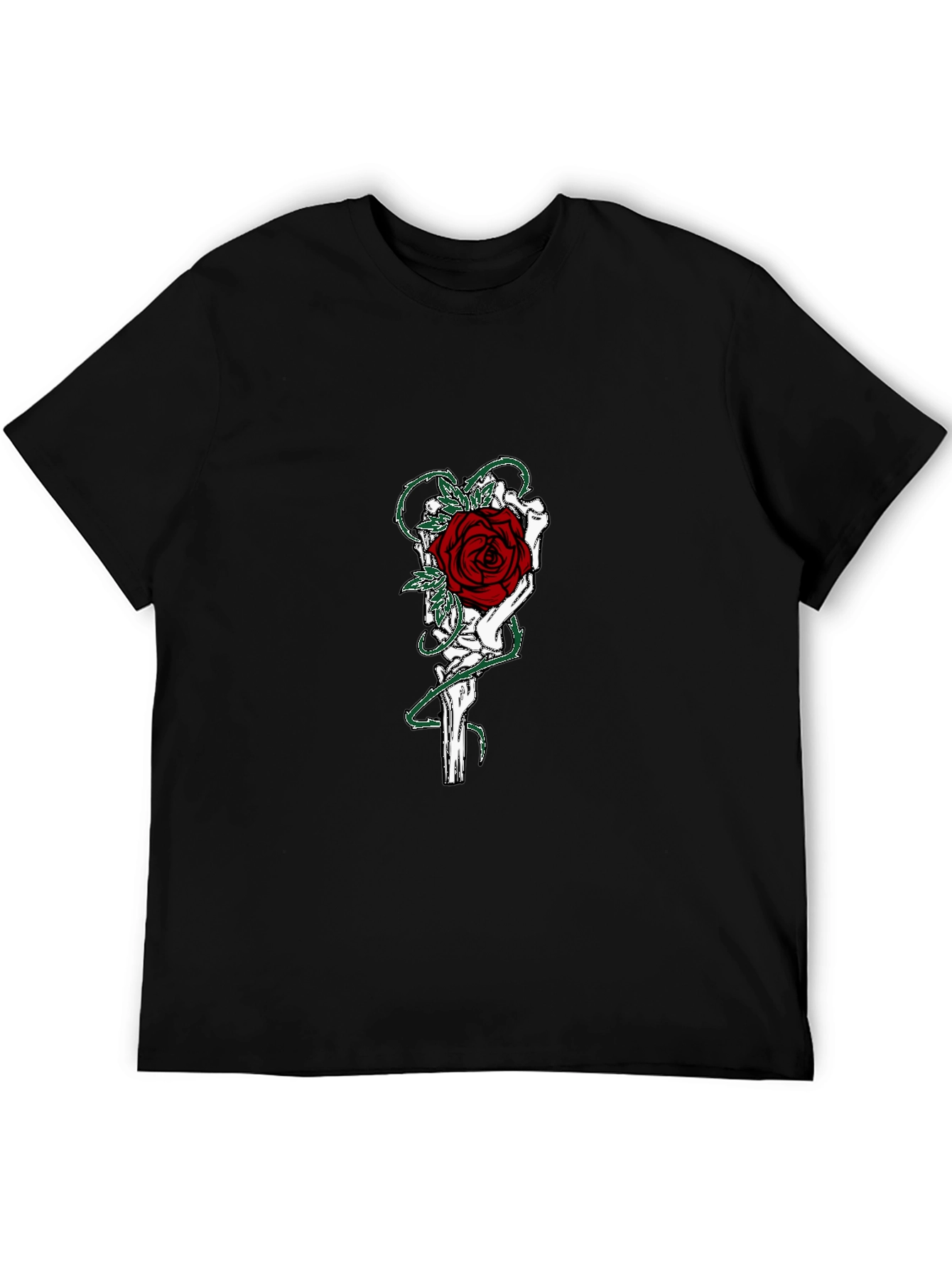 Gothic Rose Skeleton Hand Graphic T-Shirt