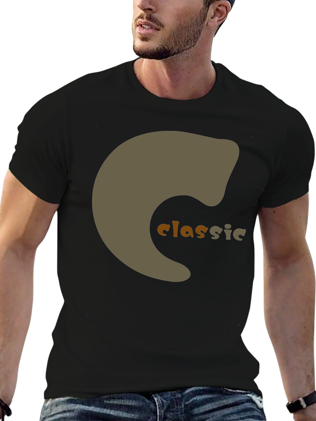 Classic Graphic Print Black T-Shirt