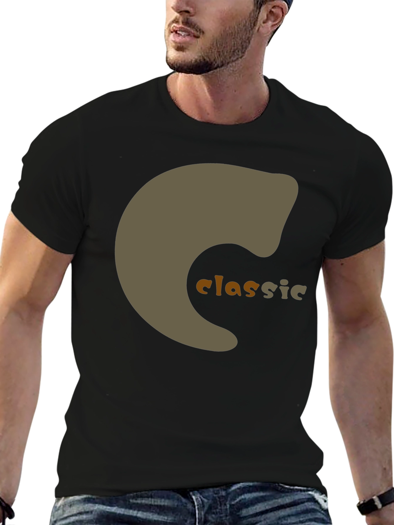 Classic Graphic Print Black T-Shirt